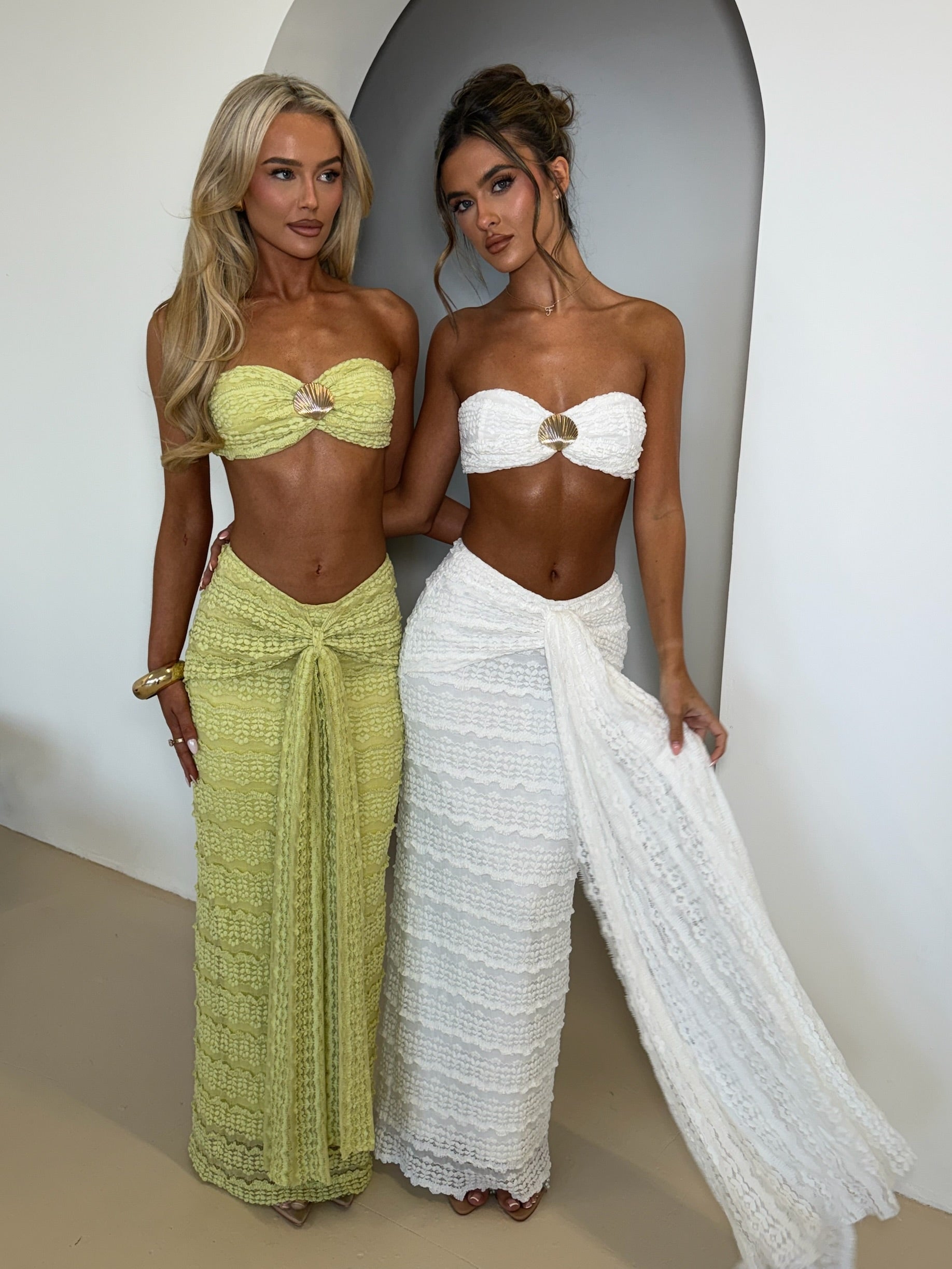 Nessa | Seashell Set - White/ Green
